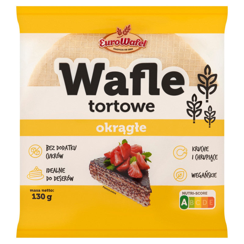 Eurowafel Wafle tortowe okrągłe 130 g