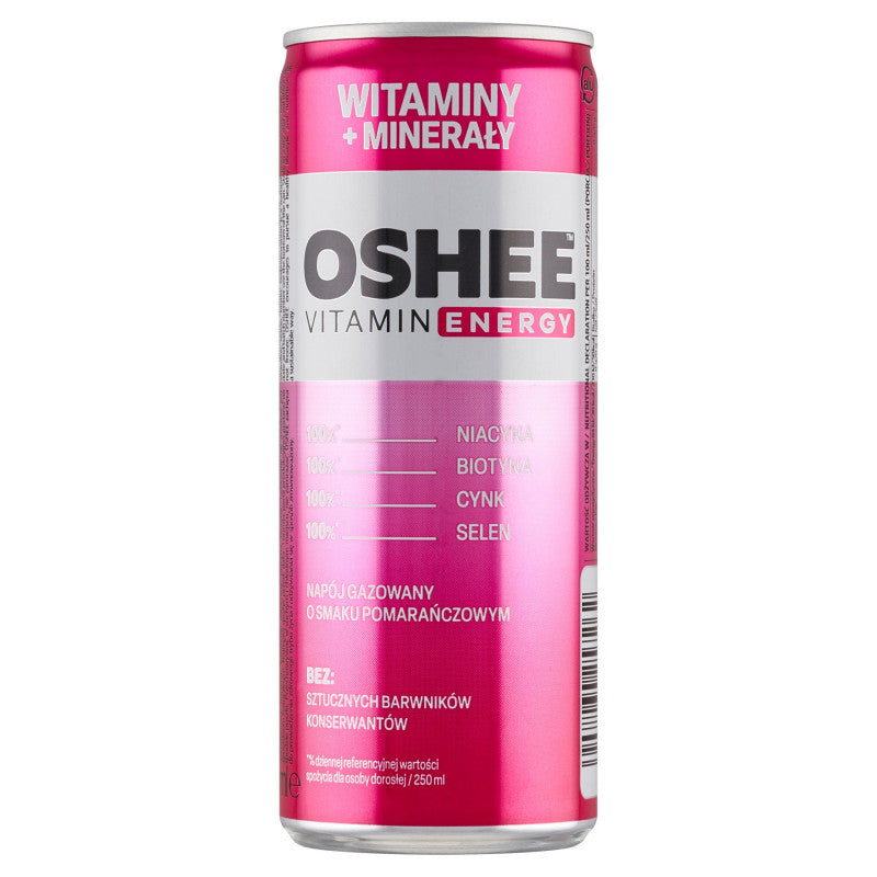 Oshee Vitamin Energy Napój gazowany o smaku pomarańczowym 250 ml