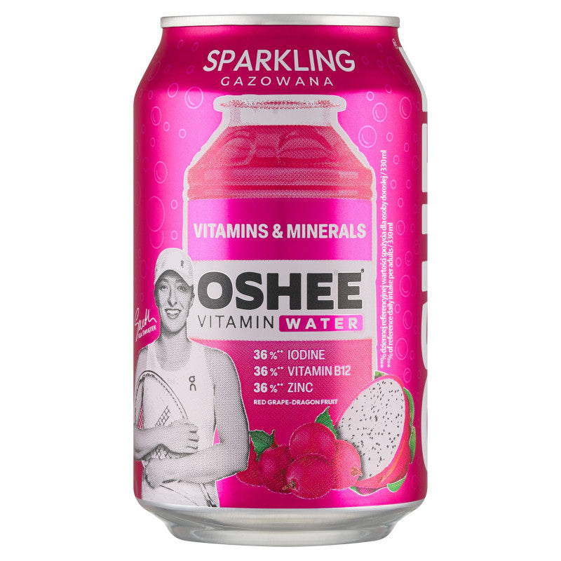 Oshee Vitamin Water Napój gazowany o smaku czerwonych winogron i dragonfruit 330 ml